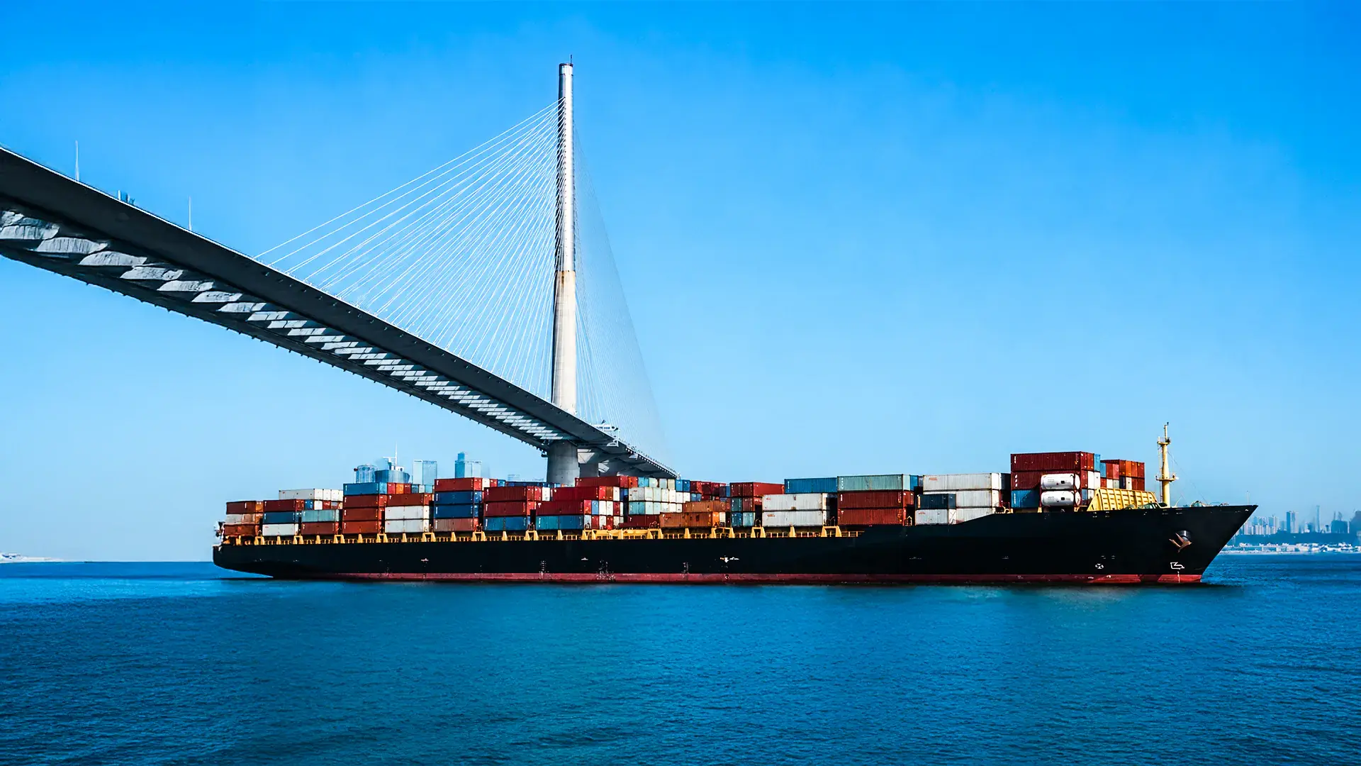 Container vessel underway at sea